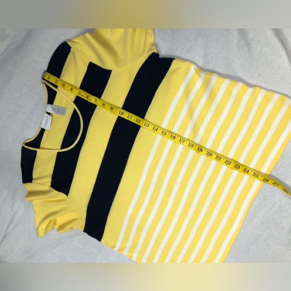 5 for $10 Liz Claiborne EUC Yellow, White, & Navy Striped Top 1X - Picture 6 of 7